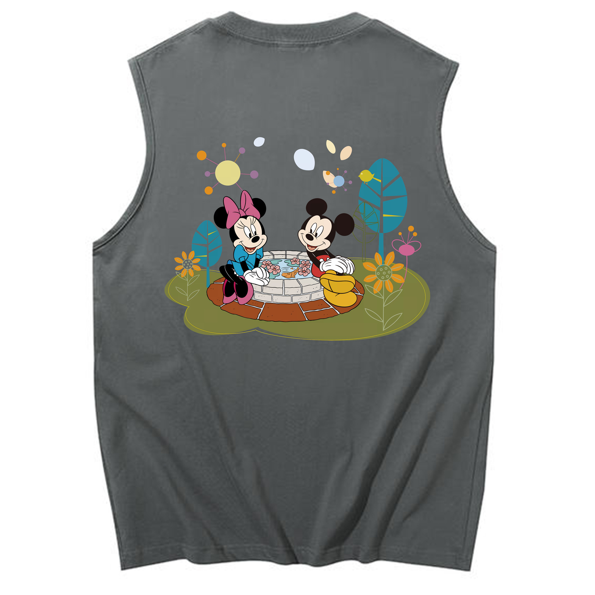 ミッキーマウス Mickey Mouse コットン100％タンクトップ（背面プリント）
